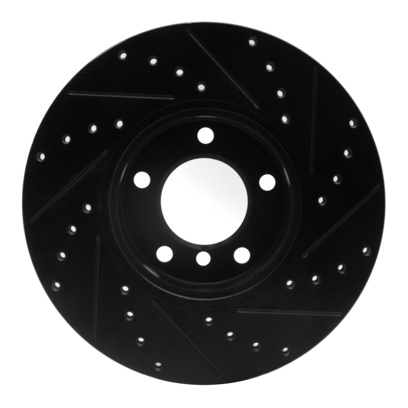 BMW 430i xDrive Brake Rotor (1) - Front Left - R1 Concepts - Drilled & Slotted - Black - `07-`21